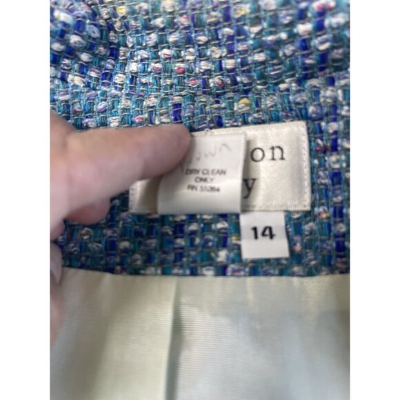 VTG Madison Gray Blue Green Textured 100% Silk Women SZ 14 Blazer Jacket USA - Picture 7 of 10